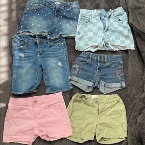 Girls Mixed Shorts Bundle — Denim, Pink & Olive
